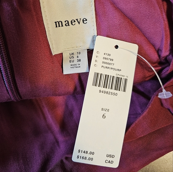 Maeve Anthropologie Sleeveless Boat-Neck Mini Dress, Purple Red Wine, Size 6 - Picture 10 of 10
